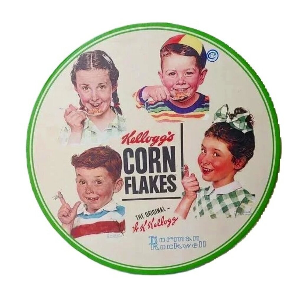 Norman Rockwell Kellogg’s Cornflakes‎ Round Cardboard Box Retro 50's 60's